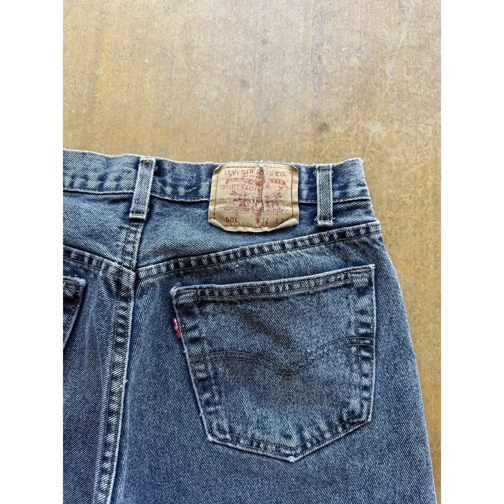VTG 90s Levis Black Light Acid Wash 501 Straight Leg Denim Jeans 30x30 USA Made